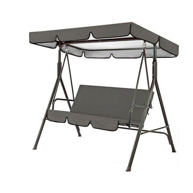 Columpio para 3 personas Wosthever con cubierta de asiento y dosel para sombra de sol gris
