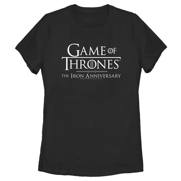 Women's Game of Thrones Iron Anniversary White Logo Graphic Tee Black Medium