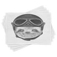 thumbnail image 1 of Ambesonne Sloth Place Mats Set of 4, Biker Hipster Animal, Standard Size, Grey Black, 1 of 6
