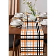 thumbnail image 4 of Orange Black Grey Plaid Burlap-Cotton Table Runner 60 Inches Long,Simple Check Stripes Lines Country Farmhouse Table Runners,Outdoor Dining Tablecloths Decor for Baby Shower Party Wedding 13x60, 4 of 9