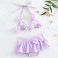 thumbnail image 2 of WUANDIXFA Baby Girl Bikini Sets Toddler Girls Two Pieces Swimsuit Solid Flowers Bikini Swimwear Summer Beach Bathing Suit 3-6 Months,Purple, 2 of 6
