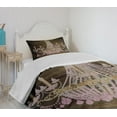 thumbnail image 4 of Ambesonne Rustic Quilted Bedspread Set 2 Pcs, Vintage Style Country, Twin Size, Brown and Pink, 4 of 6