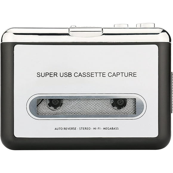 Reshow Cassette Player – Portable Tape Player Captures MP3 Audio Music via USB – Compatible with Laptops and Personal Computers – Convert Walkman Tape Cassettes to iPod Format (Silver)