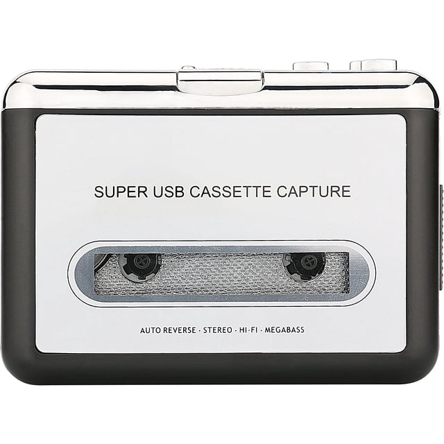 Reshow Cassette Player – Portable Tape Player Captures MP3 Audio Music via USB – Compatible with Laptops and Personal Computers – Convert Walkman Tape Cassettes to iPod Format (Silver)