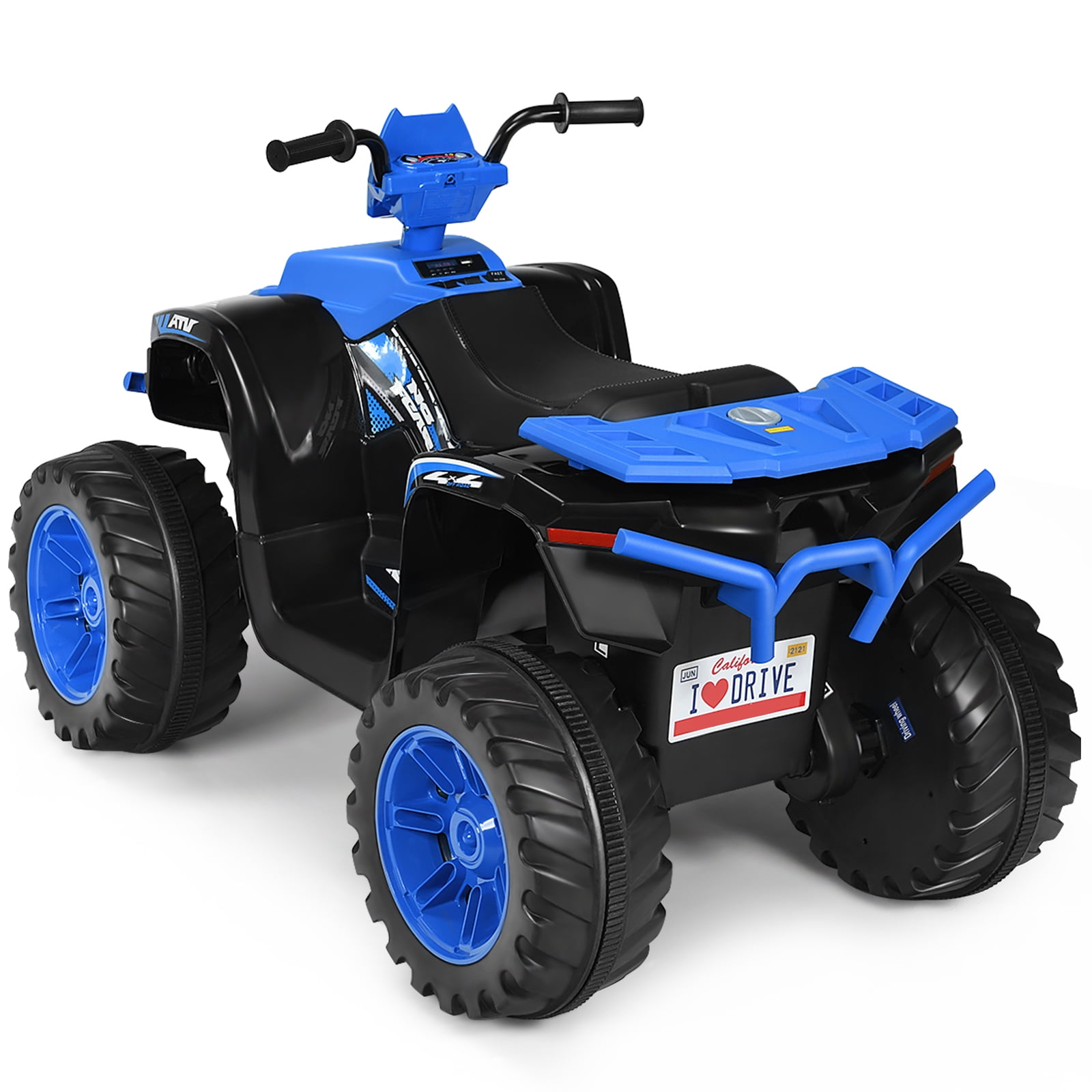 Topbuy Navy Blue 12 V Quad ATV Powered Ride-On with LED Lights
