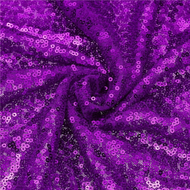 Tela de Lentejuelas Púrpura Oscuro, por Yarda, 1 Yarda de Longitud 4.3ft de Ancho Tela de Terciopelo Brillante y Centelleante para Costura DIY, Vestido, Fondo, Mantel, Camino de Mesa