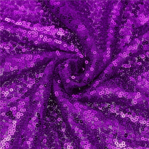 Tela de Lentejuelas Púrpura Oscuro, por Yarda, 1 Yarda de Longitud 4.3ft de Ancho Tela de Terciopelo Brillante y Centelleante para Costura DIY, Vestido, Fondo, Mantel, Camino de Mesa