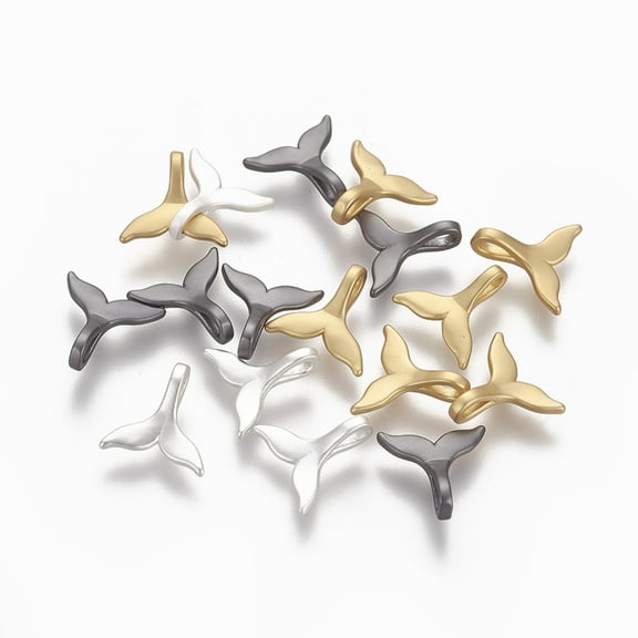 10 pc Brass Charms Long-Lasting Plated Whale Tail Shape Mixed color 9x9.3x3.3mm Hole: 1.5x2.5mm
