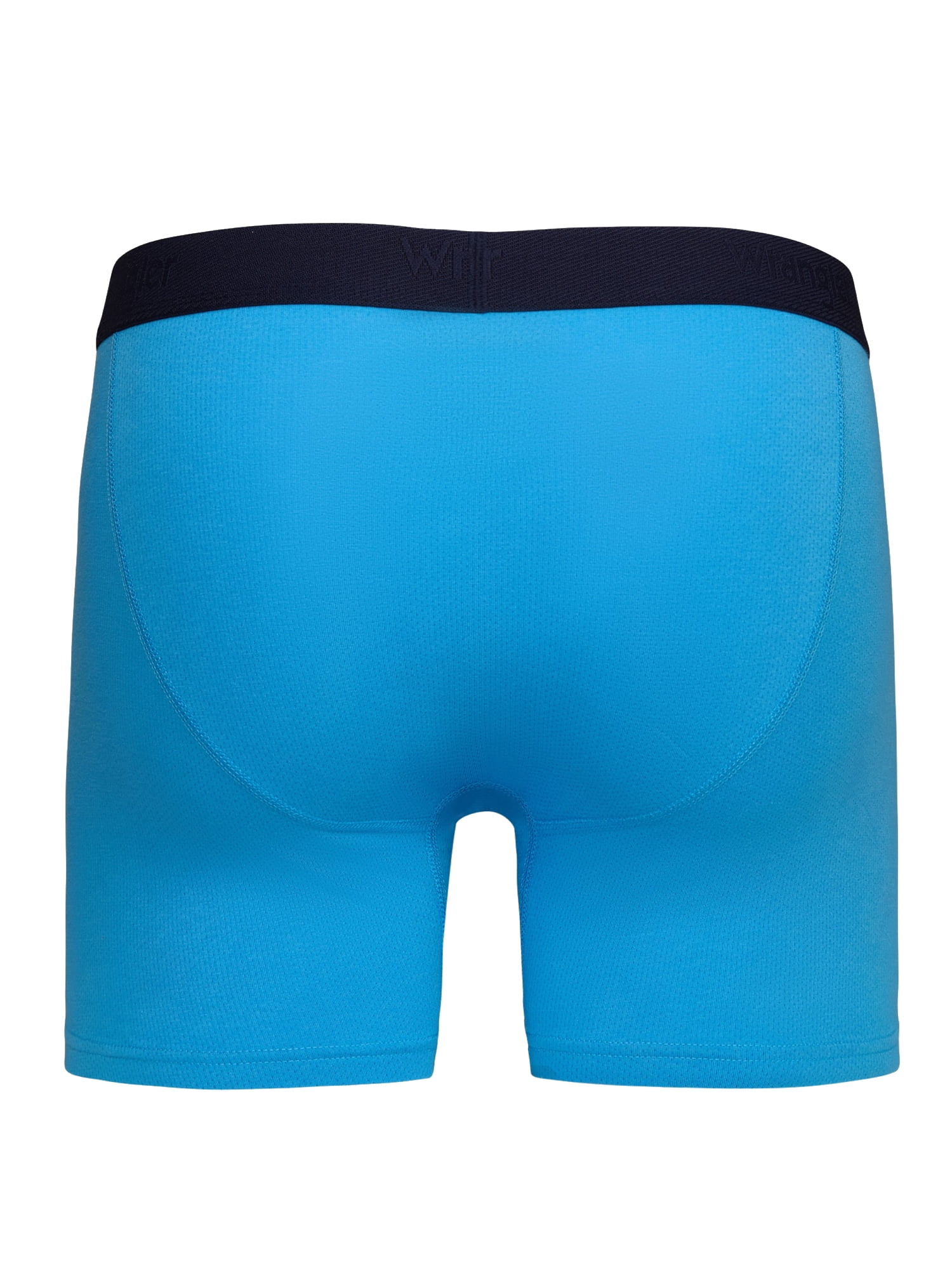 Wrangler 6" Active Cotton Stretch Mesh Boxer Briefs for Men, Large, Navy/Azure Blue/Charcoal, 6-pack