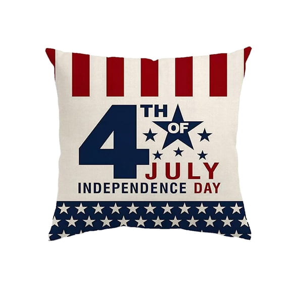 4th of July Pillow Covers 18x18 Inch, Patriotic Red White Blue Throw Pillow Covers, Independence Memorial Day USA Flag Fourth of July Cushion Case for Sofa Couch Decor