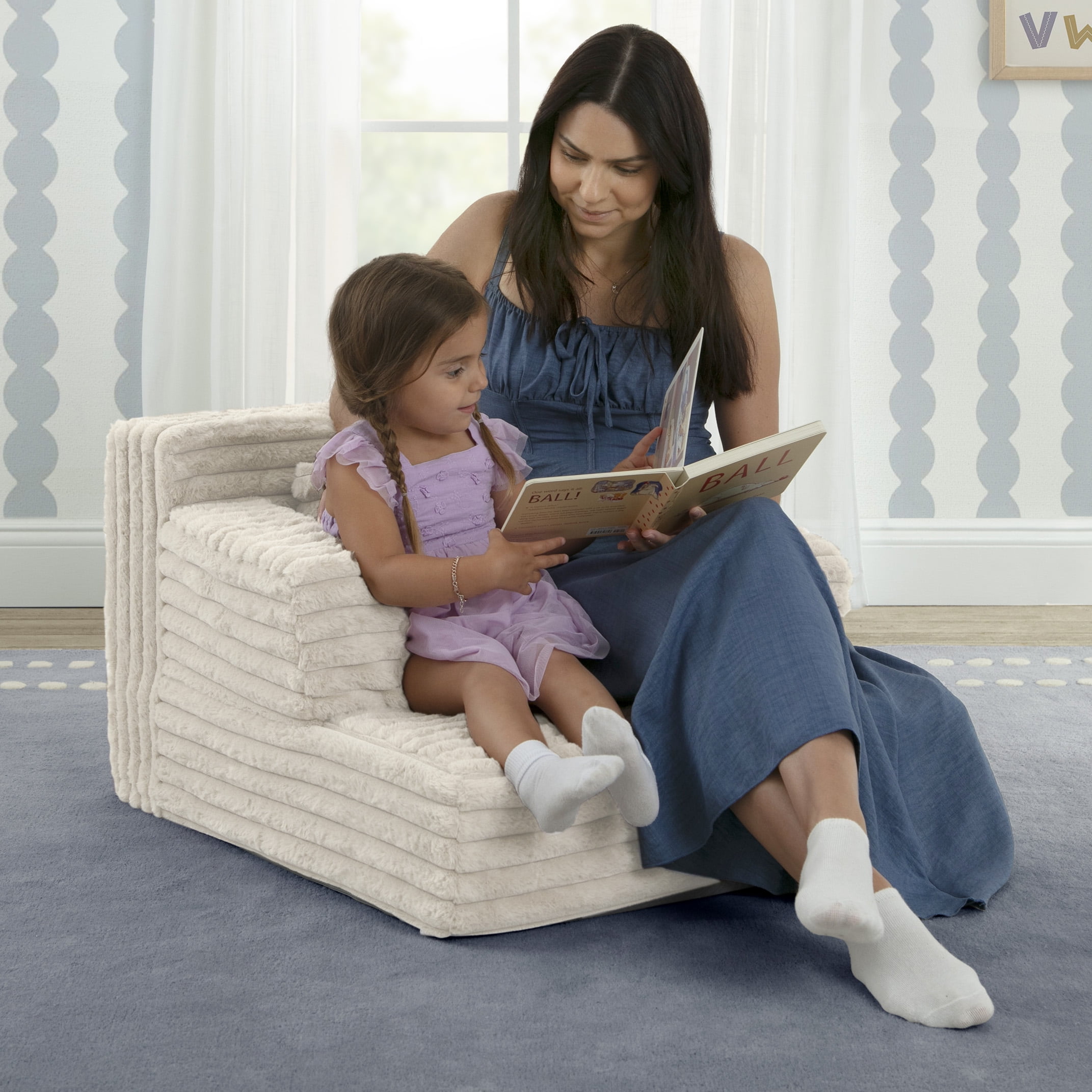 Delta Children Cozee Chaise Bedtime Lounger Chair, Oatmeal