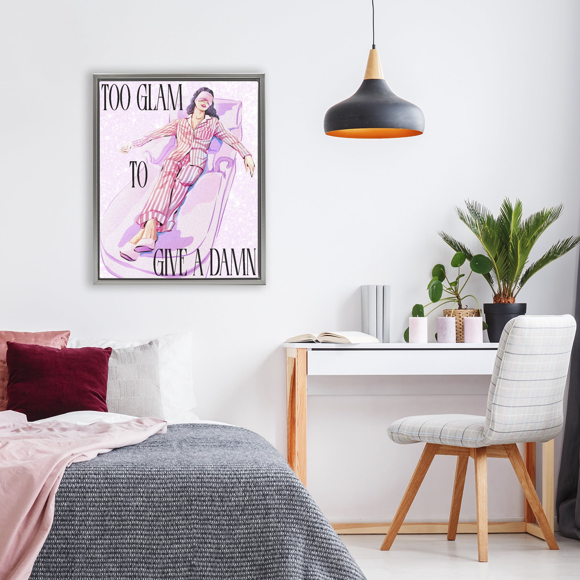 Stupell Industries To Glam To Care Gray Framed Floater Canvas Wall Art, design by Ziwei Li