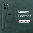 thumbnail image 6 of ELEHOLD For iPhone 12 Pro Max Luxury Leather Magnetic Shockproof Case Slim Drop Protection Cover, Lens & Screen Protection, Compatible with Magsafe, Skin-Friendly, Green, 6 of 9