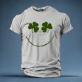 thumbnail image 2 of IWRICH St. Patrick's Day T Shirts for Men Short Sleeve Crew Neck Clover Printed Tops Casual Plus Size Slim Fit Tops Light Gray XXL, 2 of 4