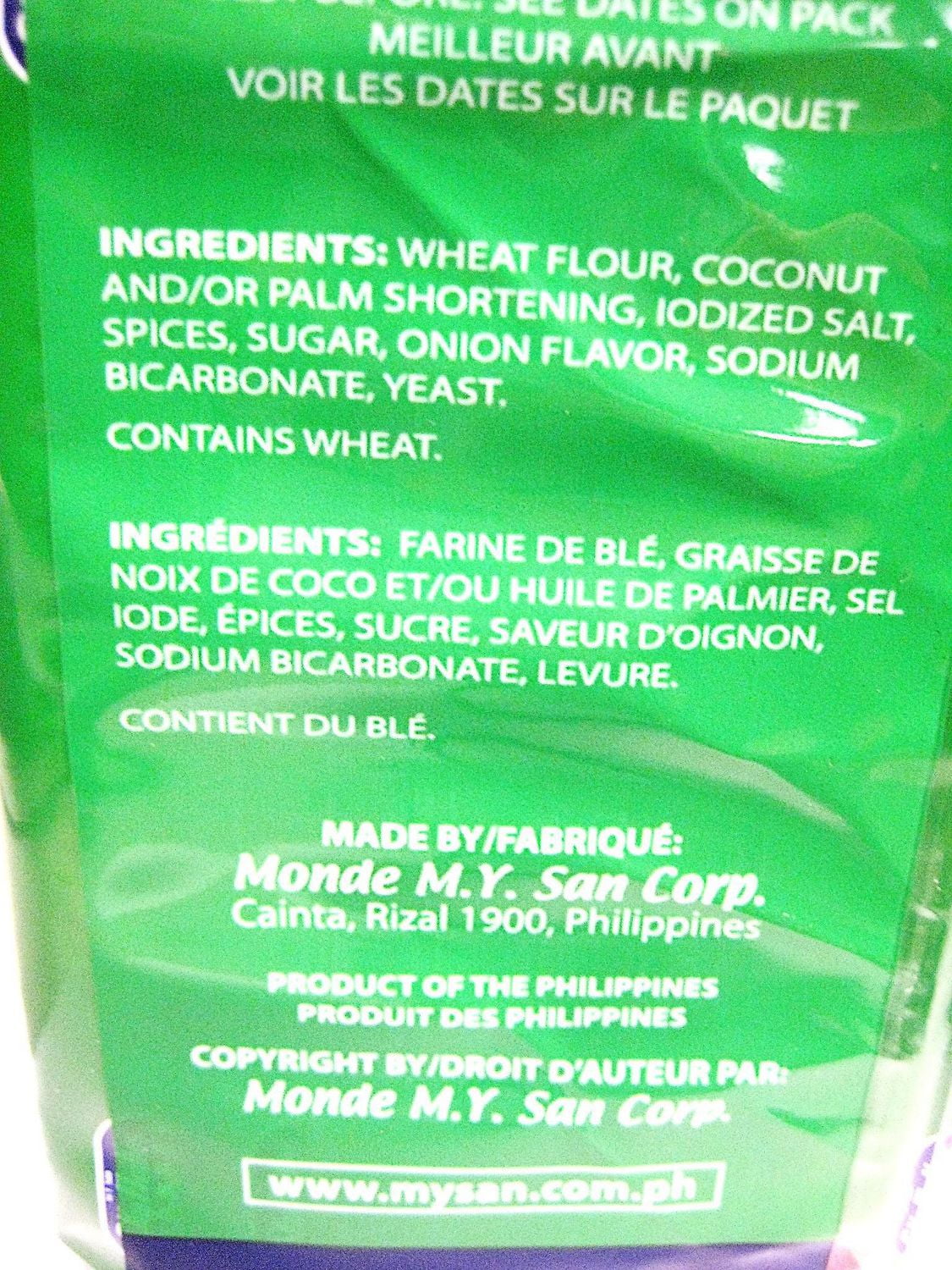 MY San Skyflakes Crackers Onion & Chives Flavor, 250g (10 solo packs 25g/pk)