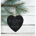 thumbnail image 3 of Darling Souvenir MADE WITH LOVE Mr & Mrs Personalized Couple Wedding Sign Engraved&nbsp;Hanging Slate Christmas Tree Ornament With String, 3 of 4