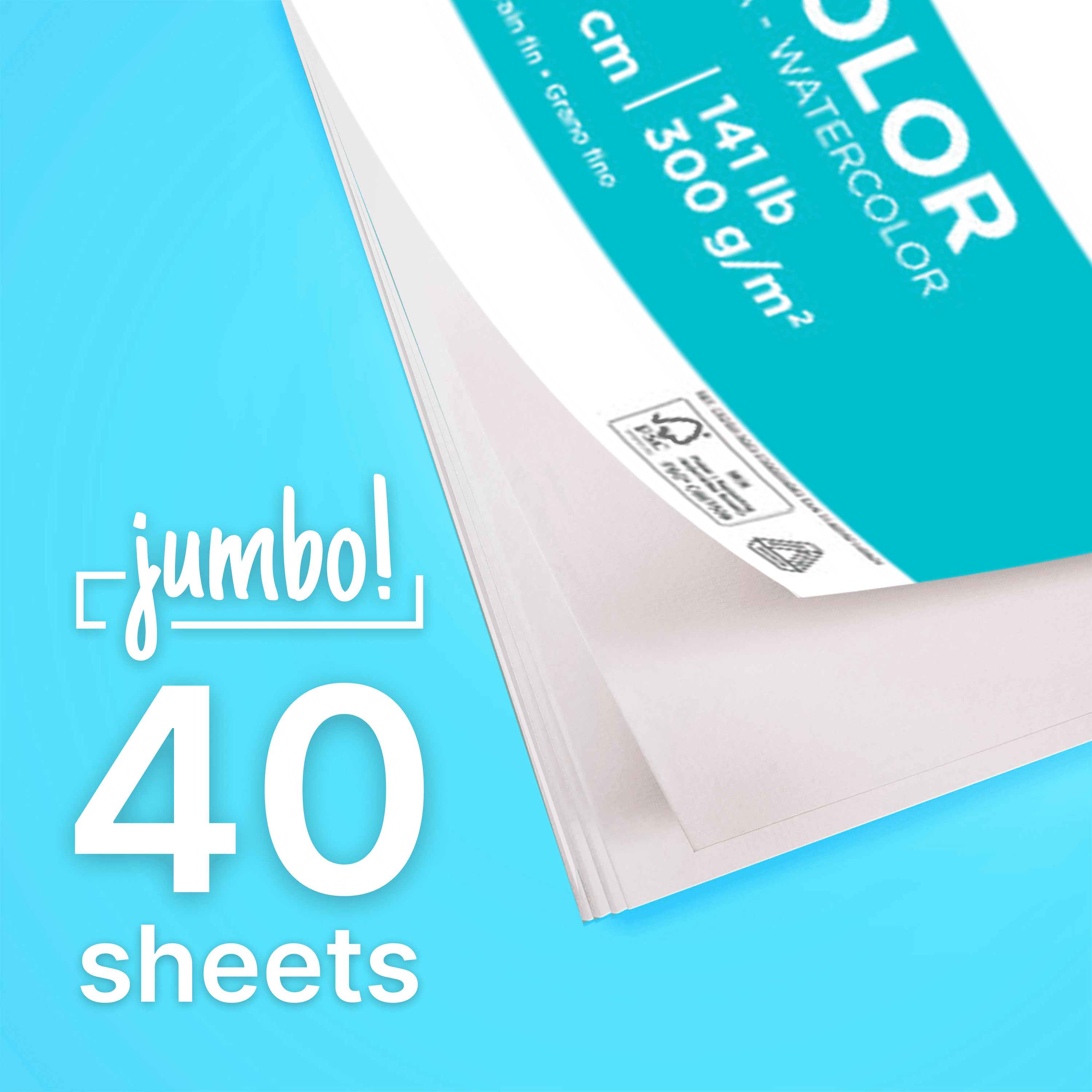 Canson Graduate Watercolor Paper Jumbo Pad, Heavyweight 141lb/300gsm, 40 Sheets, White, 9x12 in, Art Students & Teens