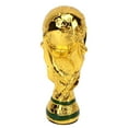 thumbnail image 1 of Trofeo de fútbol mundial, réplica de trofeo de la Copa de Oro, réplica de trofeo de fútbol, trofeo de fútbol, escultura de copa, acabado de lujo, 1 of 14