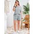 thumbnail image 4 of SHOWMALL Women's Plus Size Summer Clothes 2 Piece Shorts Set Casual Daily Wear Lounge Outfit Twinkling Star Gray 2X, 4 of 7
