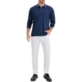 thumbnail image 2 of Camisa polo de golf de negocios de manga larga de ajuste regular para hombres en color sólido, talla XL, azul marino, 2 of 6