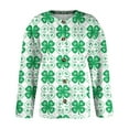thumbnail image 4 of Womens St. Patrick's Day Cardigan Lucky Irsh Long Sleeve Shamrock Printed Cardigan Open Front Knit Sweaters Coat, 4 of 5