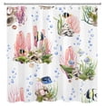 thumbnail image 3 of Deep-Sea Plant Fish Spitting Bubbles Shower Curtain for Bathroom Pink Green Marine Organism on White Background Bathroom Shower Curtain Waterproof Curtains Bathroom Decor with 12 Hooks,72X78 inch, 3 of 6