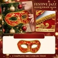 thumbnail image 6 of Masquerade Mask Red Gold Floral Fabric Masquerade Mask for Men with Ribbon Tie for Party Masquerade Ball Festive Events, 6 of 6