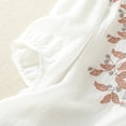 thumbnail image 4 of Vintage Boho T Shirts for Women 2026 Summer Casual Cotton Linen Elbow Sleeve V Neck Floral Embroidery Graphic Tees, 4 of 5