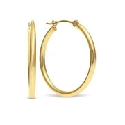 14k Yellow Gold 1.2 inch Round Hoop Earrings