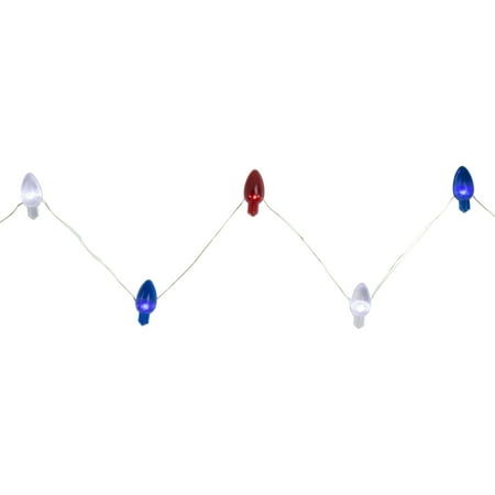 

20-Count Patriotic Americana Retro Style Bulb LED Fairy Lights 6.25ft Copper Wire