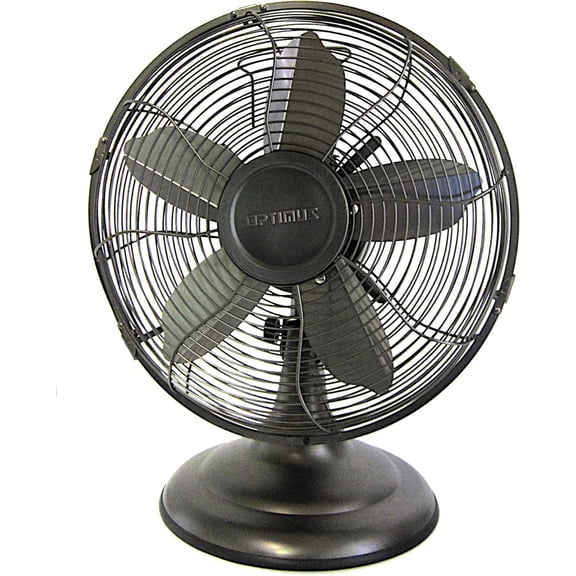 OPTIMUS F-6212 Powerful 3 Speed 12" Portable Retro Oscillating Table Fan, Bronze