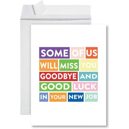 Koyal Wholesale Funny Jumbo New Job Card With Envelope 8.5 x 11 inch, Farewell Retirement Office, Will Miss You