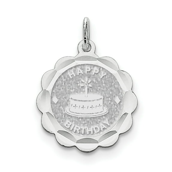 Beautiful Sterling Silver Rhodium-plated Happy Birthday Disc Charm