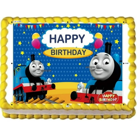 Thomas Train Cute Happy Birthday Edible Image Cake Topper For Half Sheet Cake By TNCT
