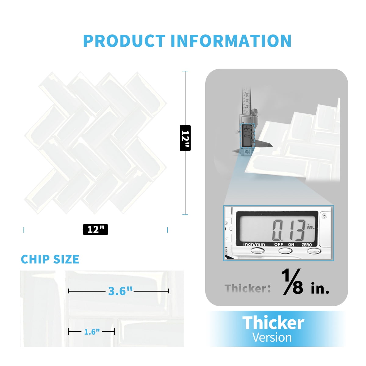 Art3d Herringbone Peel and Stick Backsplash Tiles (10 Tiles, Thicker Version)
