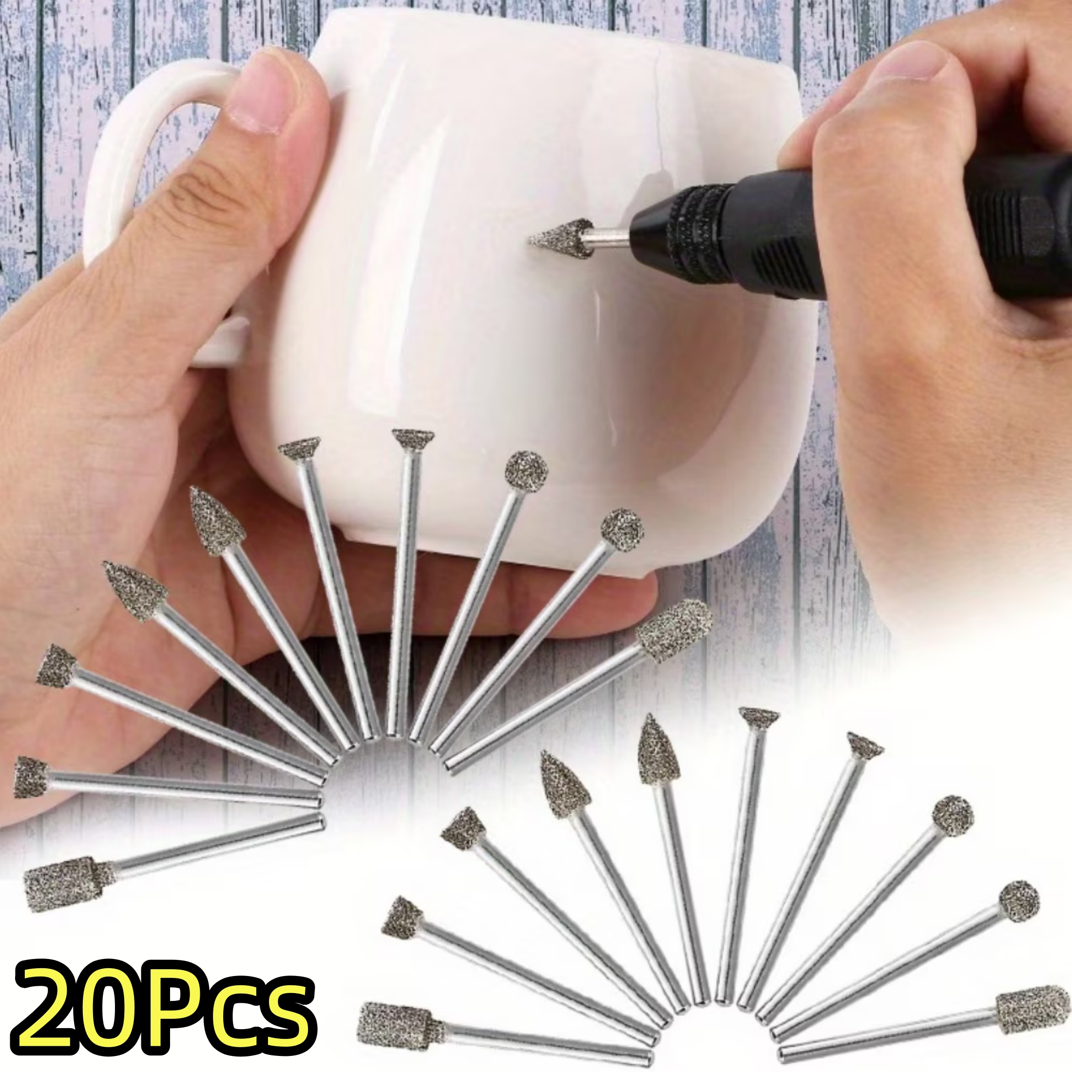 11Pcs Diamond Burr Set 1/8" Shank – Carbide Steel Grinding Bits For Dremel & Rotary Tools