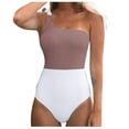 thumbnail image 1 of Gibobby Trajes de Natación para Mujer Traje de baño Bloque de baño Color Traje de mujer Bowknot Traje de baño de una pieza Hombro Un traje de baño Tankin(Caqui,XL), 1 of 5
