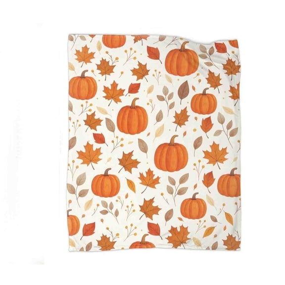 Fall Flannel Throw Blanket with Pumpkin Print, 51x59 inch Thanksgiving Pumpkins Fleece Blankets for Sofa Bed Couch Home Decor Gift