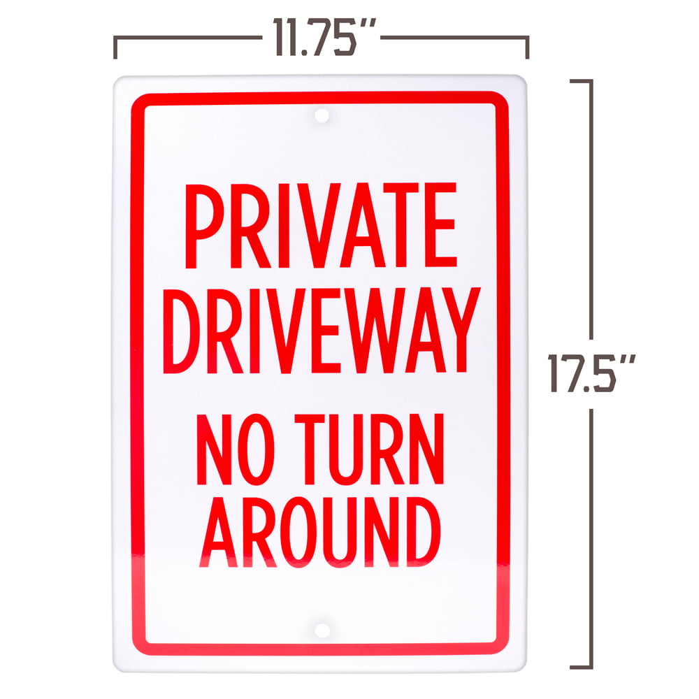 PRIVATE DRIVE NO TURN AROUND 8"X12" Plastic Coroplast Sign w/Stake Security w 