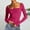 008 Hot Pink, variant on Womens Solid Color Soft Slim Fit T-Shirts Casual Long Sleeve Square Neck Lightweight Tunic Pullover Tops