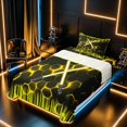 thumbnail image 3 of meiyoeat Neon Lights Twin Sheet Sets for Boys, Sci-Fi Yellow Gaming Bedding, 3pcs, 1 Flat Sheet, 1 Fitted Sheet and 1 Pillowcase, 3 of 6