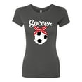 thumbnail image 2 of Wild Bobby, Cute Soccer Mom Ribbon Soccer Ball Gift Sports, Mother's Day, Women Slim Fit Junior Tee, Dark Grey, Medium, 2 of 3