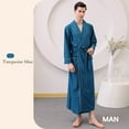thumbnail image 4 of YueHuiYing Men's Long Sleeve Satin Sleep Robe Absorbent Dry Bathrobe Soft Home Lounge Pajama Robe, 4 of 4