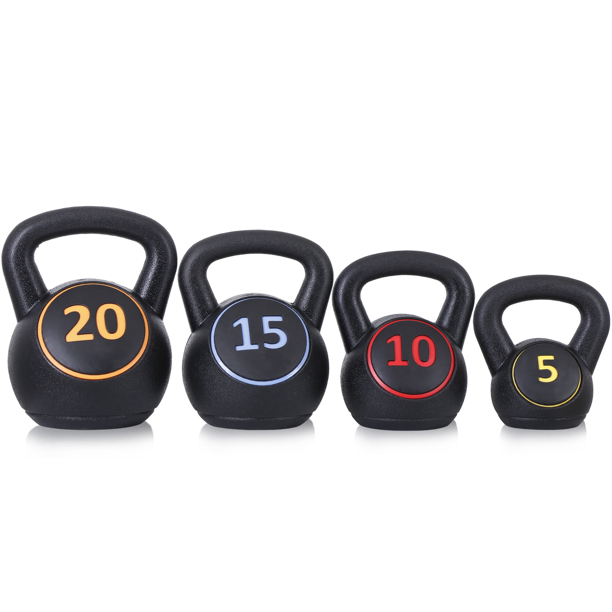 ZENY 4-Piece Kettlebell Exercise Fitness Weight Set with Storage Rack, 5lb, 10lb, 15lb, 20lb for Full Body Workout & Exercise Fitness
