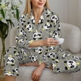 thumbnail image 6 of Fuzoiu Panda With Crown And Stars Print Women's Long-Sleeved Pajama,Lounge Button Down Nightwear,Womens Notch Collar Pajama Set-X-Large, 6 of 7