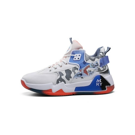 

Rotosw Men s Flats Lace Up Basketball Shoes Comfort Sneakers Slip Resistant Color Block Running Shoe Sport Lightweight Casual Sneaker White Blue 8.5