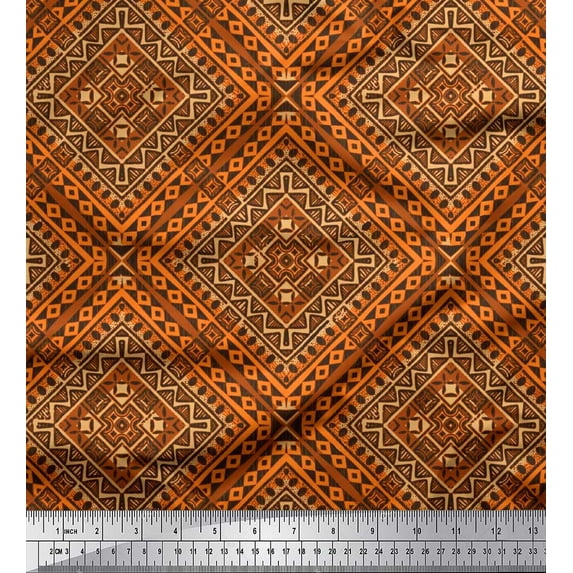 Soimoi Cotton Poplin Fabric Check Kilim Decor Fabric Printed Yard 42 Inch Wide