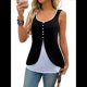 thumbnail image 2 of Camisetas de Tirantes de Verano para Mujer, Moda Informal, Sin Mangas, con Dobladillo Dividido y Botones, Chaleco de para Trabajo. Sandía Roja XXL, 2 of 8
