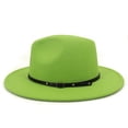 thumbnail image 4 of Unisex Fashion Wide Wool Belt Flat Top Fedora Hat Party Church Hats Cap, 4 of 6
