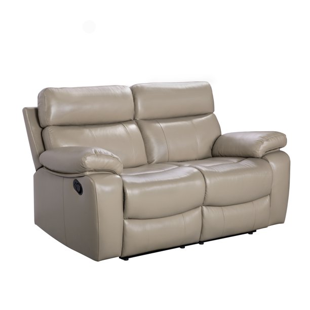 Abbyson Clark Leather Reclining Loveseat, Beige